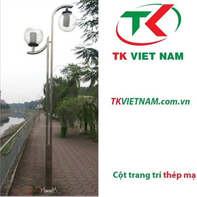 cot den san vuon lam bang thep