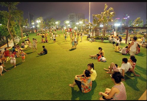 cot den san vuon chieu sang tai cau giay