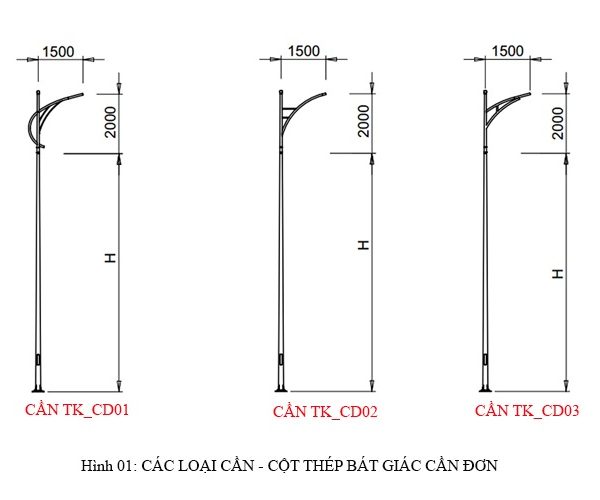 Cột thép BG, TC – D78 + cần đèn đơn